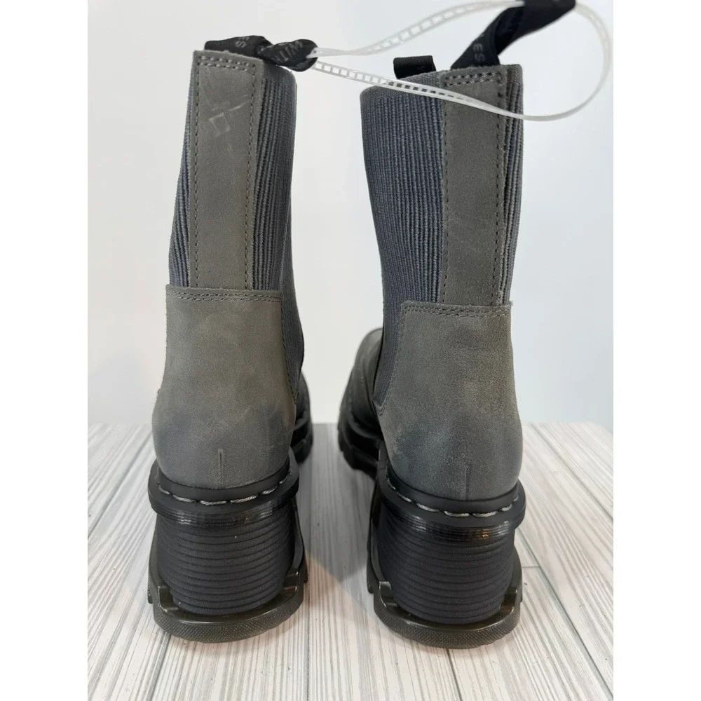 Dr.Martens Corran Chelsea Waxy Boots Grey Suede Heeled Platform Lug Sole Wmns 10